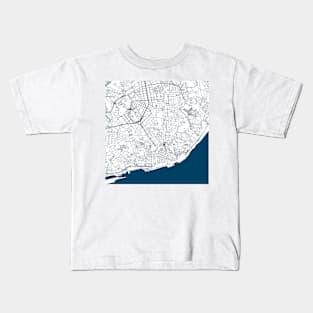 Lisbon map city map poster - modern gift with city map in dark blue Kids T-Shirt